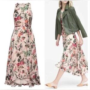 Banana Republic Botanical Print Fit-and-Flare Maxi Dress